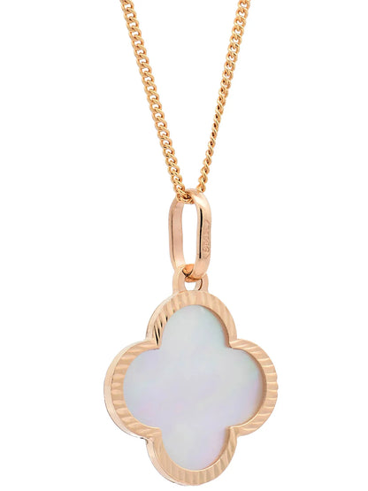 Anhänger Blume Perlmutt mit 1,1 mm Goldkette 585-14 Karat Gold