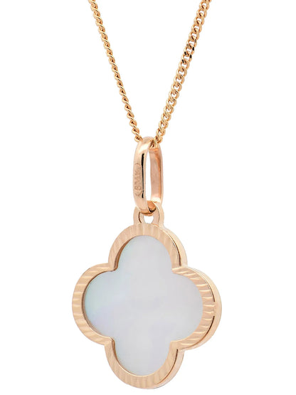 Anhänger Blume Perlmutt mit 1,1 mm Goldkette 585-14 Karat Gold
