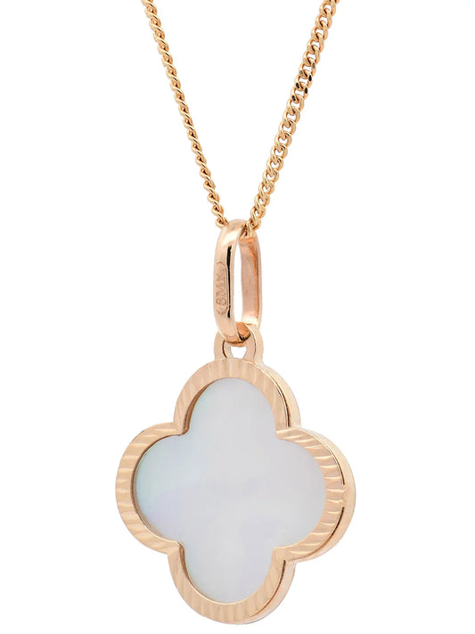 Anhänger Blume Perlmutt mit 1,1 mm Goldkette 585-14 Karat Gold