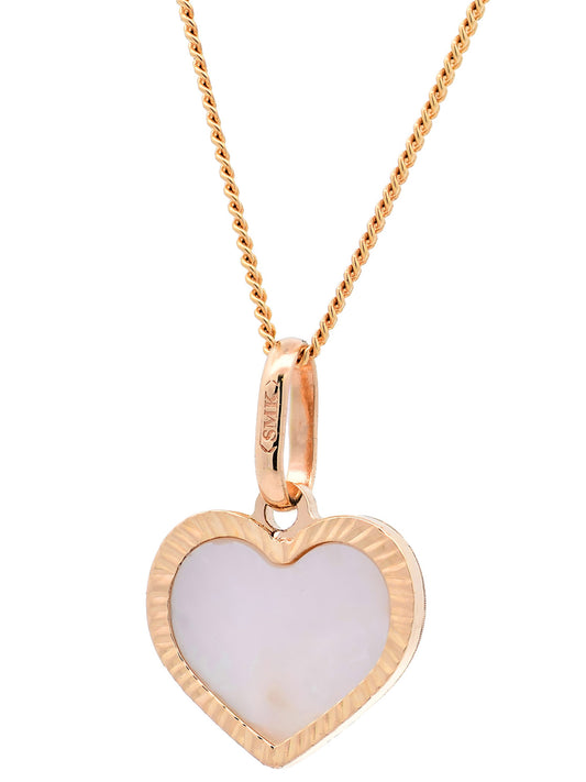 Anhänger Herz klein Perlmutt mit 1,1 mm Goldkette 585-14 Karat Gold