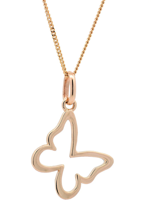 Halskette Anhänger Schmetterling mit 1,1mm Goldkette 585-14 Karat Gold
