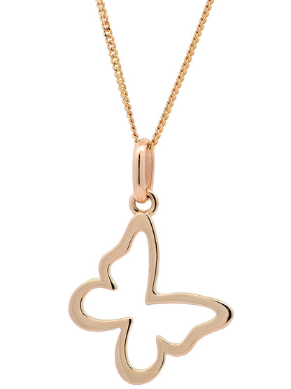 Halskette Anhänger Schmetterling mit 1,1mm Goldkette 585-14 Karat Gold