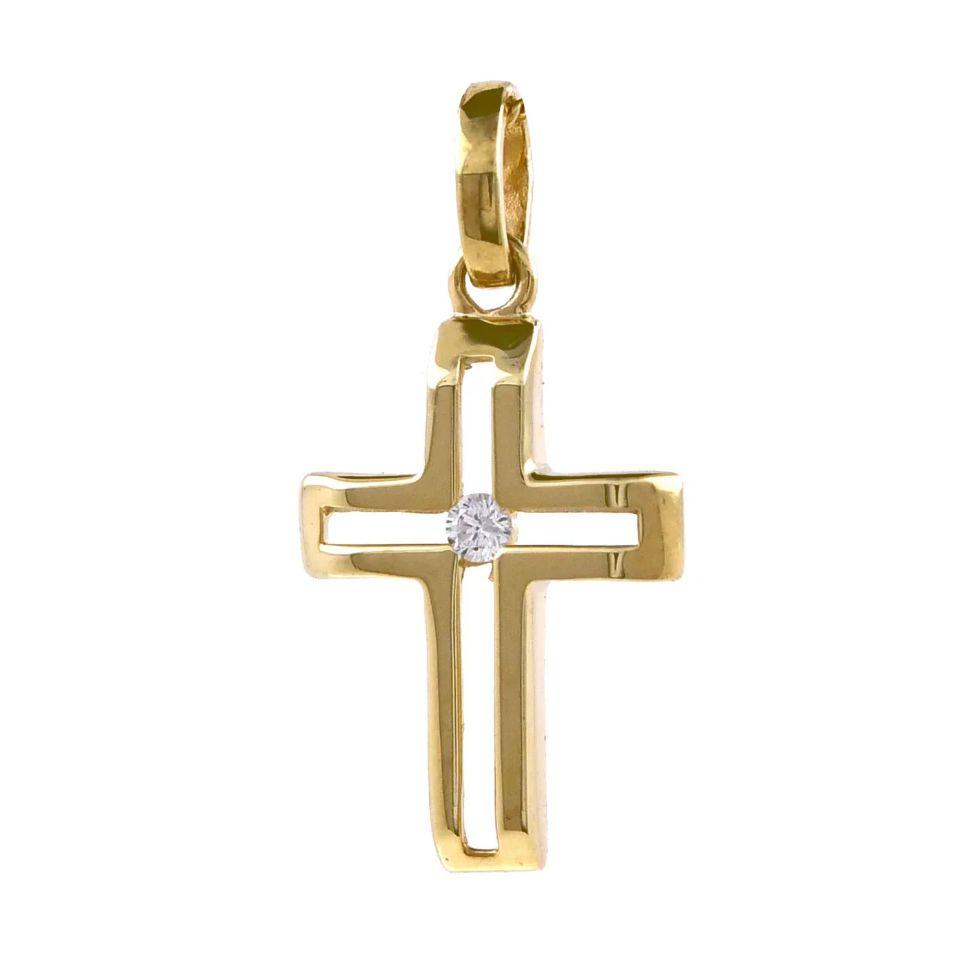 Gold Anhänger Kreuz Zirkonia mit Goldkette massiv 333 - 8 Karat Gold