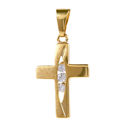 Gold Anhänger Kreuz Zirkonia mit Goldkette massiv 333 - 8 Karat Gold