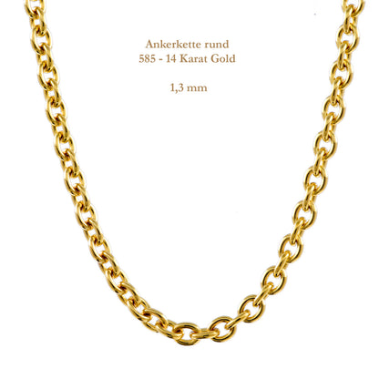 Ankerkette rund Halskette  585 - 14 Karat Gold Auswahl