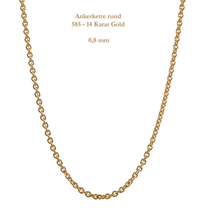 Ankerkette rund Halskette  585 - 14 Karat Gold Auswahl