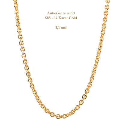 Ankerkette rund Halskette  585 - 14 Karat Gold Auswahl