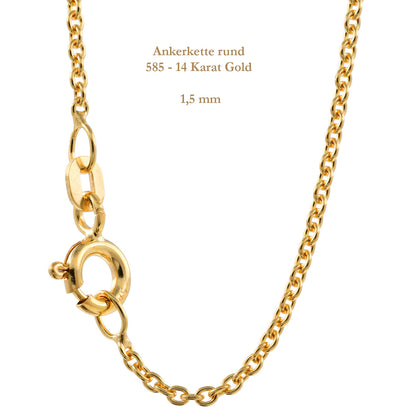 Ankerkette rund Halskette  585 - 14 Karat Gold Auswahl