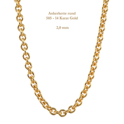 Ankerkette rund Halskette  585 - 14 Karat Gold Auswahl