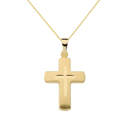 Gold Anhänger Kreuz  mit Goldkette massiv 333 - 8 Karat Gold