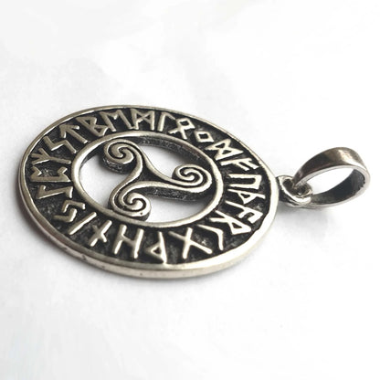 Triskel  mit Runen Anhänger 925er Silber - 25 mm keltisch Wikinger