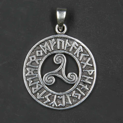 Triskel  mit Runen Anhänger 925er Silber - 25 mm keltisch Wikinger