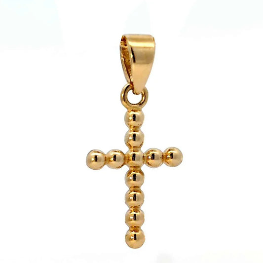 Anhänger für Halskette Kreuz Kügelchen echt massiv 585-14 Karat Gold
