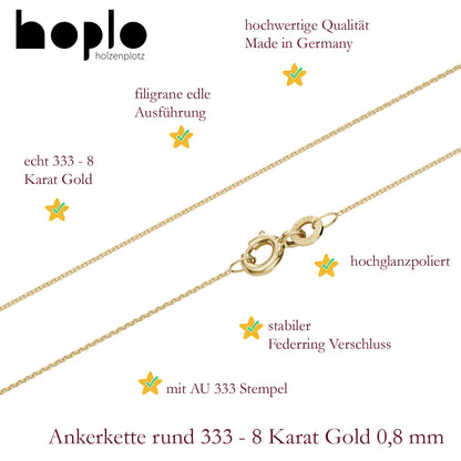 Goldkette Ankerkette rund edle Halskette  massiv 333 - 8 Karat Gold