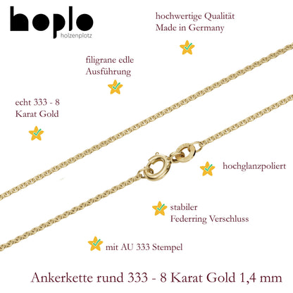 Goldkette Ankerkette rund edle Halskette  massiv 333 - 8 Karat Gold
