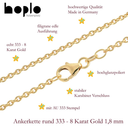 Goldkette Ankerkette rund edle Halskette  massiv 333 - 8 Karat Gold