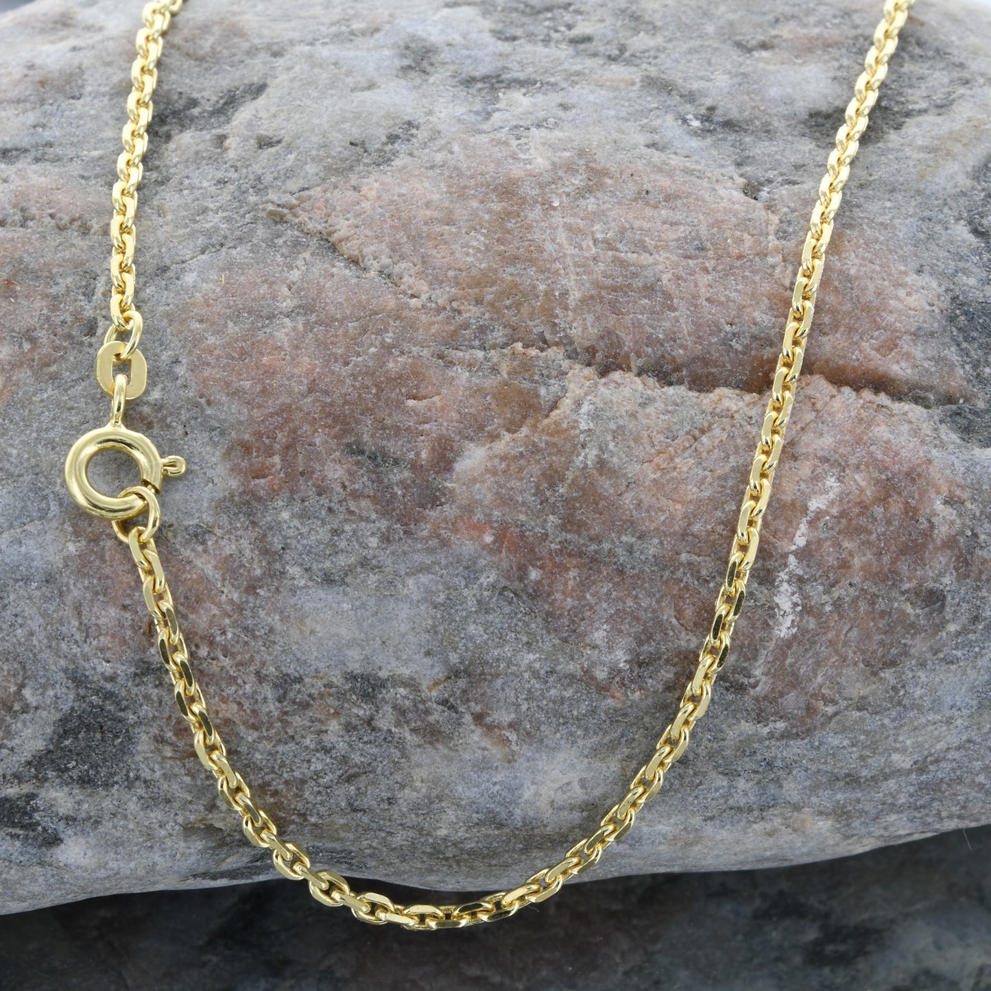 Goldkette Ankerkette diamantiert Halskette 2,2 mm - 585-14 Karat Gold