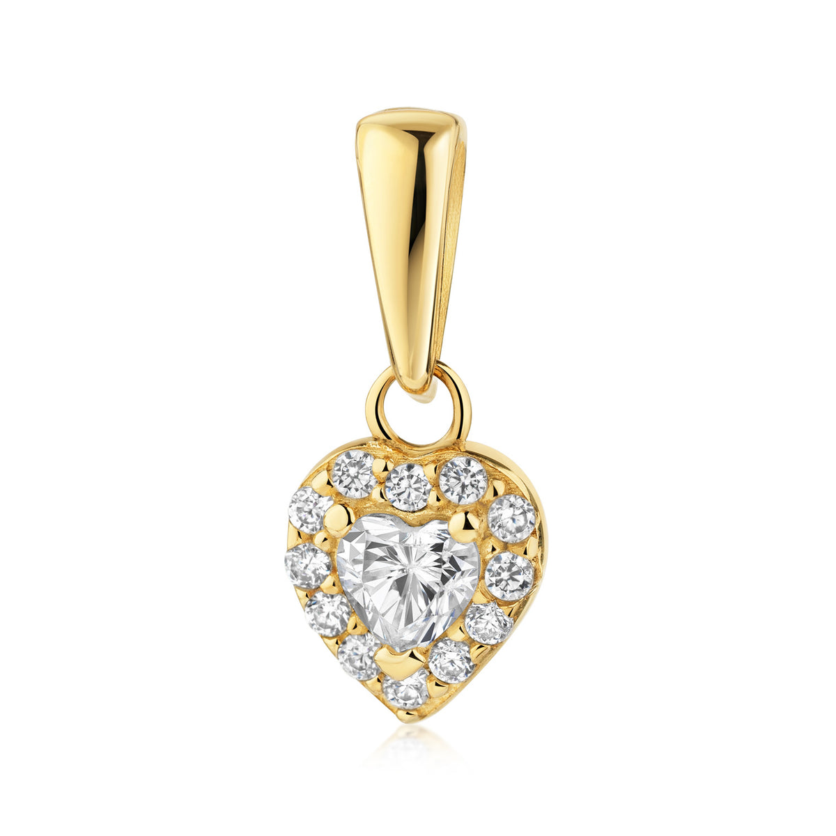 Anhänger Herz Zirkonia  333 Gold mit vergoldeter Ankerkette 1,1 mm