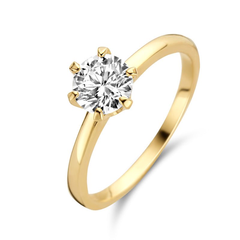 Goldring  Damenring mit Zirkonia Stein echt 585 - 14 Karat Gelbgold