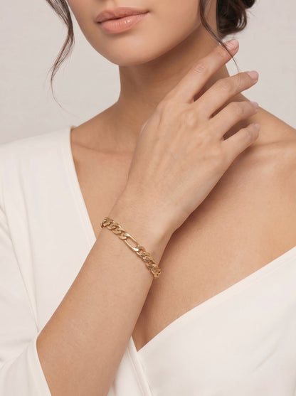 Goldarmband Figarokette Armkette Breite 4,8 mm massiv 333-8 Karat Gold