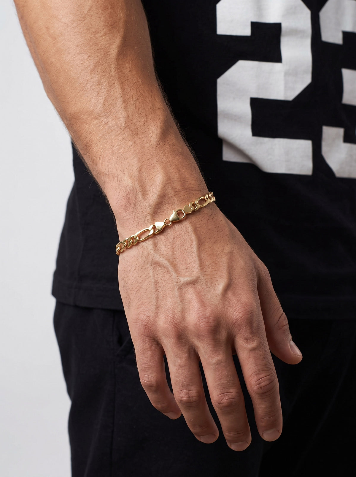 Goldarmband Figarokette Armkette Breite 4,8mm massiv 585-14 Karat Gold