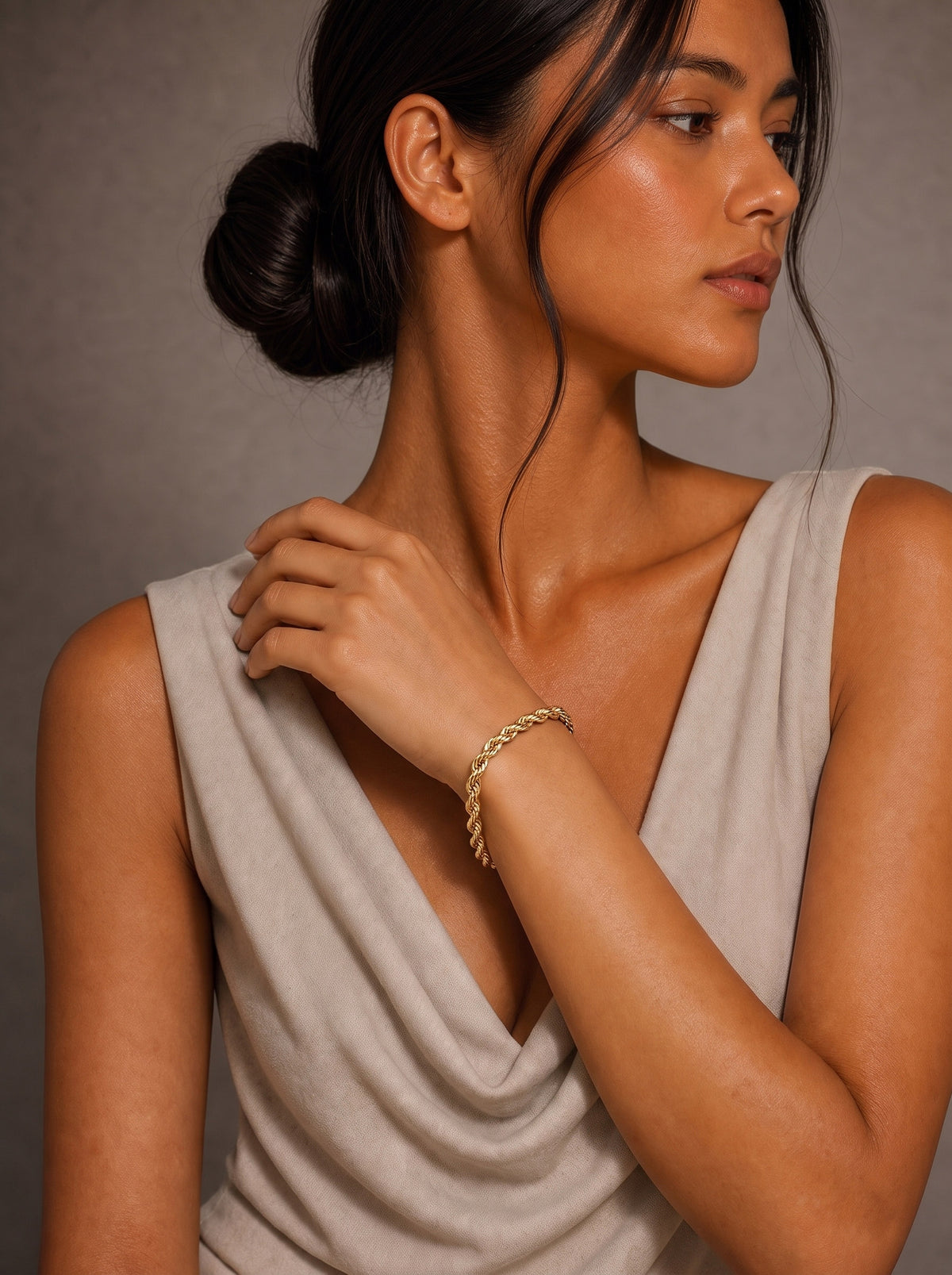 Kordelkette hohl Armkette Gold Armband Breite 4,5 mm 585-14 Karat Gold