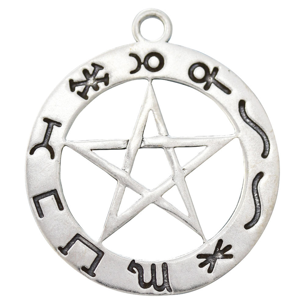 Planeten Pentagramm Schmuck Anhänger versilbert mit Kette Satinbeutel 27 mm