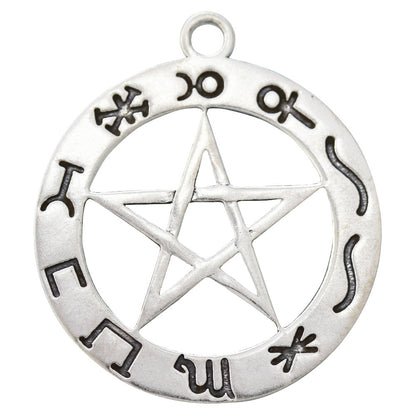 Planeten Pentagramm Schmuck Anhänger versilbert mit Kette Satinbeutel 27 mm