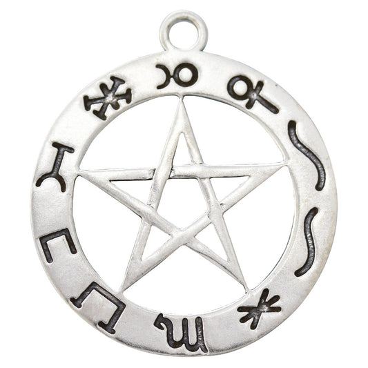 Planeten Pentagramm Schmuck Anhänger versilbert mit Kette Satinbeutel 27 mm