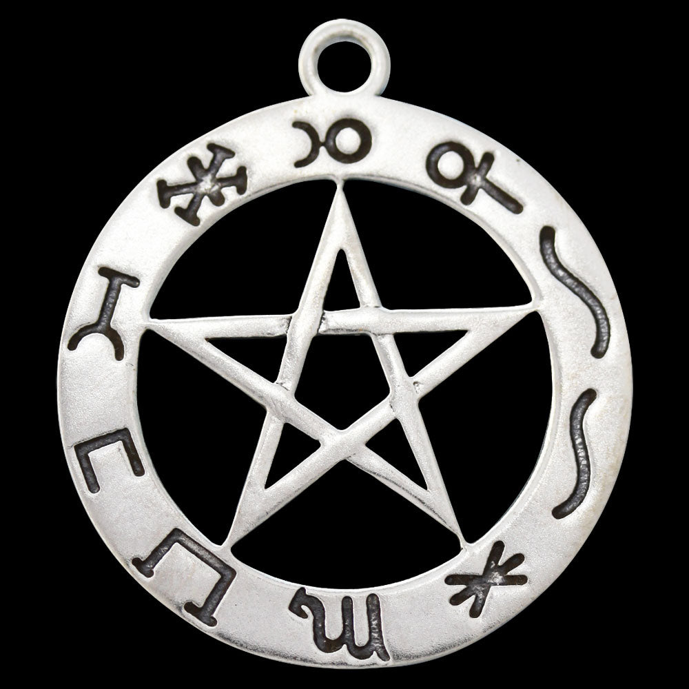 Planeten Pentagramm Schmuck Anhänger versilbert mit Kette Satinbeutel 27 mm