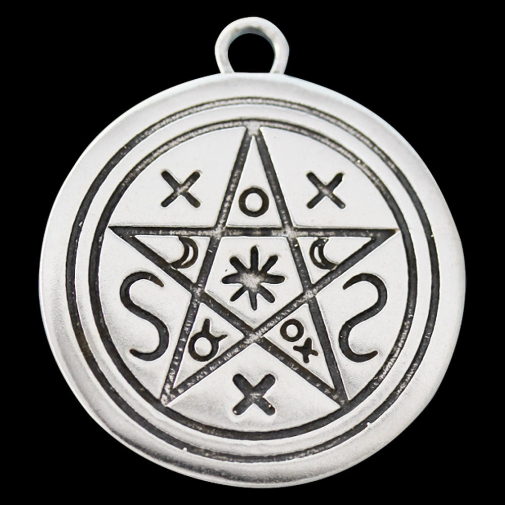 Schatten Pentagramm Schmuck Anhänger versilbert mit Kette Satinbeutel 26 mm
