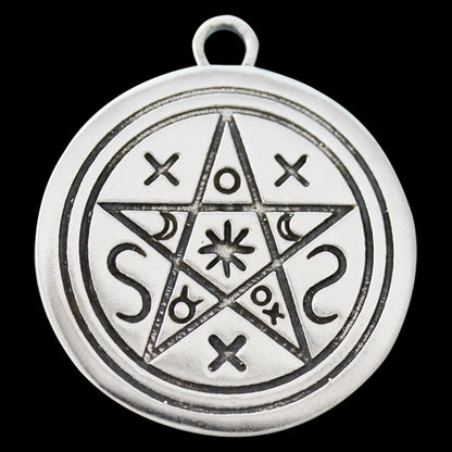 Schatten Pentagramm Schmuck Anhänger versilbert mit Kette Satinbeutel 26 mm
