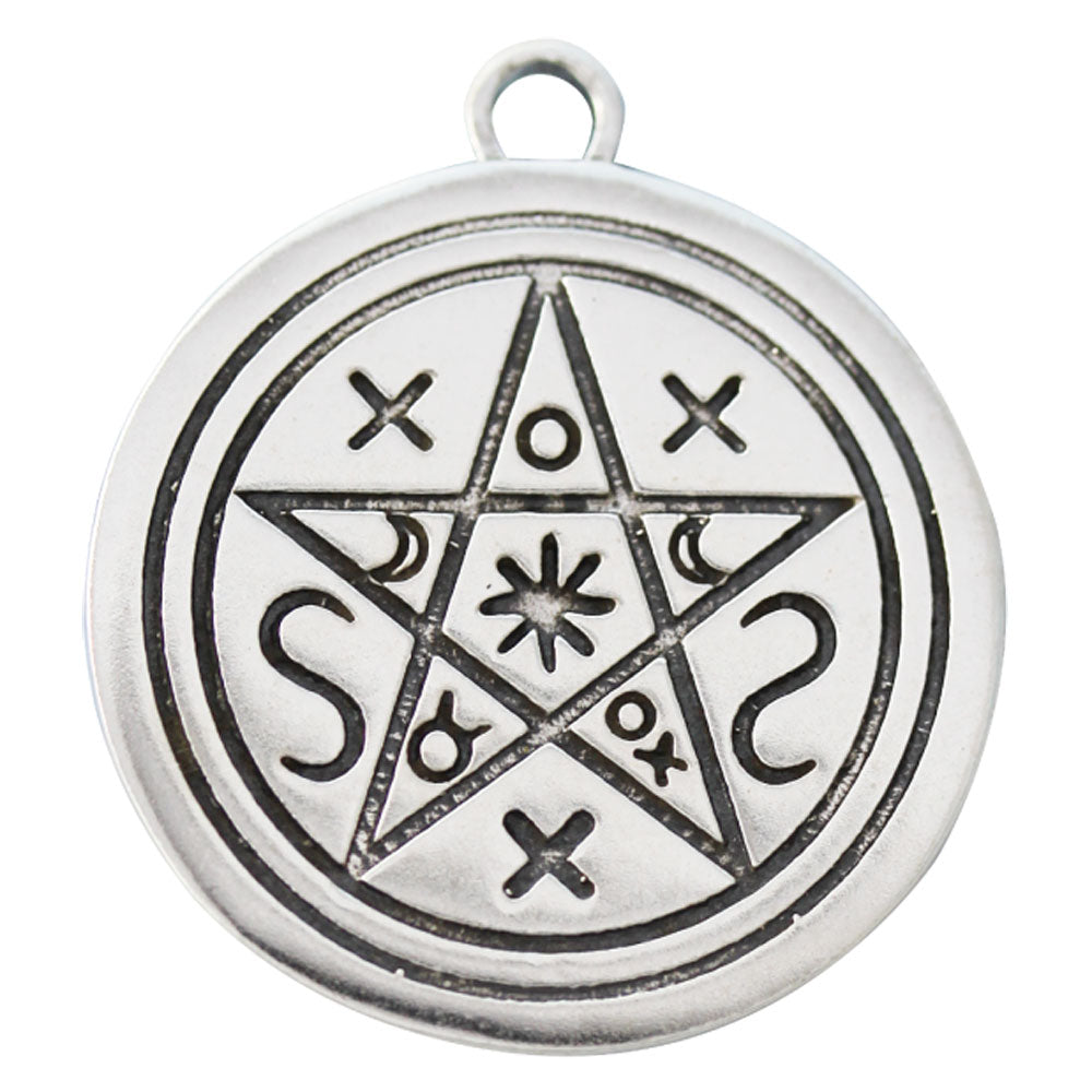 Schatten Pentagramm Schmuck Anhänger versilbert mit Kette Satinbeutel 26 mm