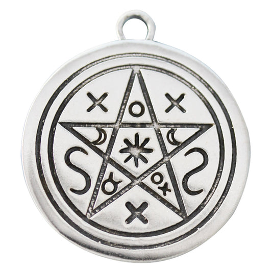 Schatten Pentagramm Schmuck Anhänger versilbert mit Kette Satinbeutel 26 mm