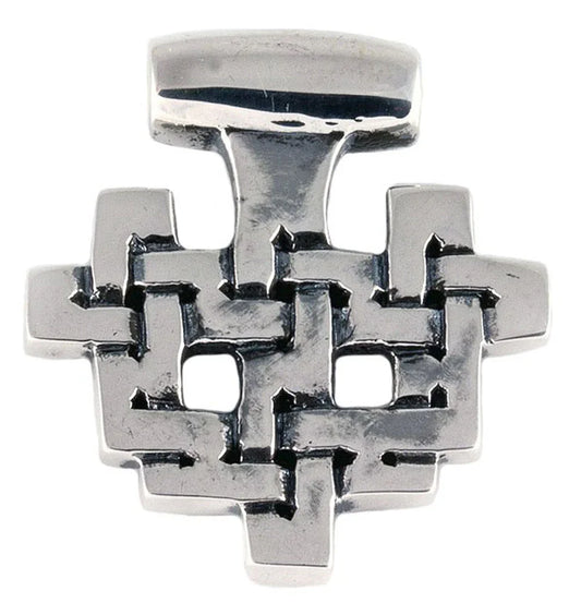 Wikinger Anhänger Haithabu 925er Silber Knotenmuster Kreuz 2,8cm