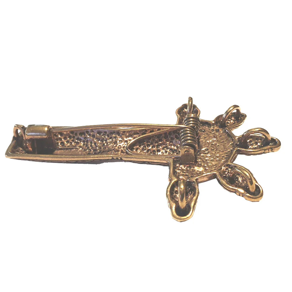 Große Germanen Fibel 8 cm Mittelalter-Schmuck Bronze Brosche