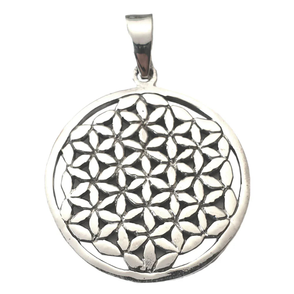 Blume des Lebens  Anhänger 27mm Durchmesser 925 Silber Flower of Life