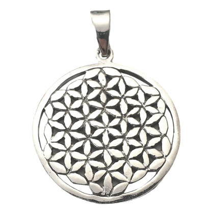 Blume des Lebens  Anhänger 27mm Durchmesser 925 Silber Flower of Life