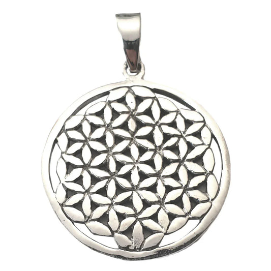 Blume des Lebens  Anhänger 27mm Durchmesser 925 Silber Flower of Life