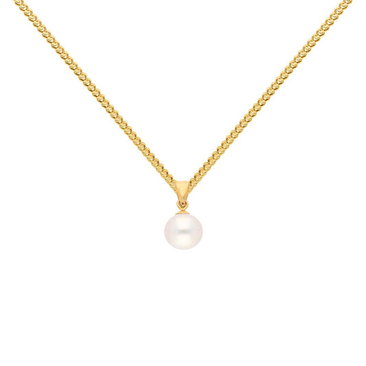 Gold Anhänger Süßwasserperle mit Goldkette 585-14 Karat Gold