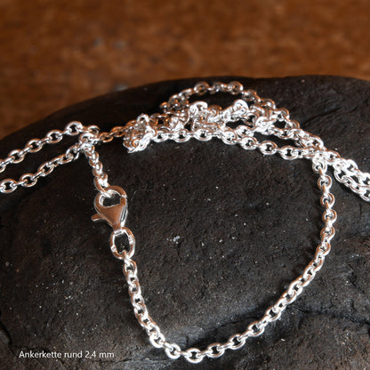 Silberkette Echt 925 Sterlingsilber Ankerkette rund Silber Halskette - Damenkette und Herrenkette Made in Germany