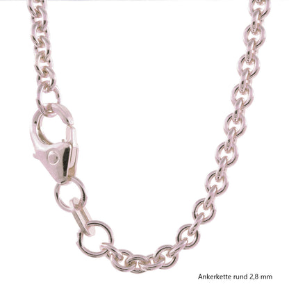 Silberkette Echt 925 Sterlingsilber Ankerkette rund Silber Halskette - Damenkette und Herrenkette Made in Germany