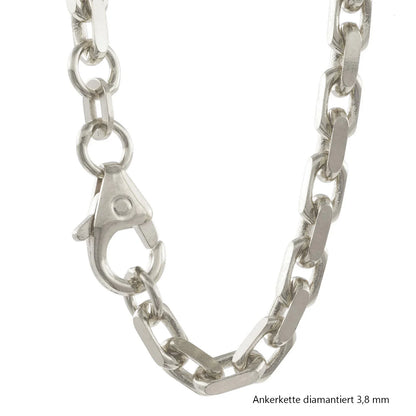 Silberkette Echt 925 Sterlingsilber Ankerkette diamantiert Silber Halskette - Damenkette und Herrenkette Made in Germany