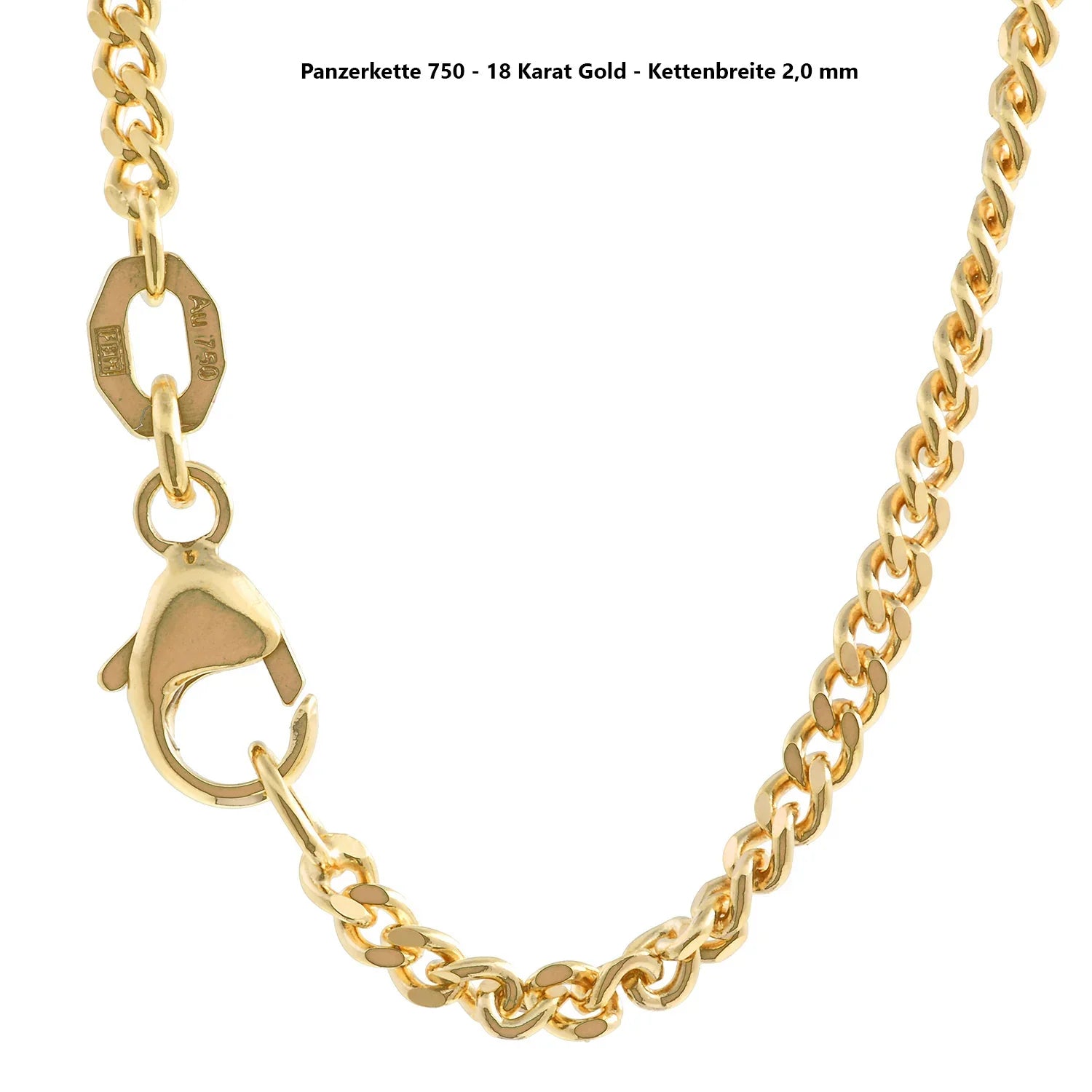 Edle massive Goldkette Panzerkette Halskette aus 750 - 18 Karat Gold