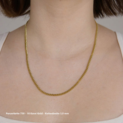Edle massive Goldkette Panzerkette Halskette aus 750 - 18 Karat Gold