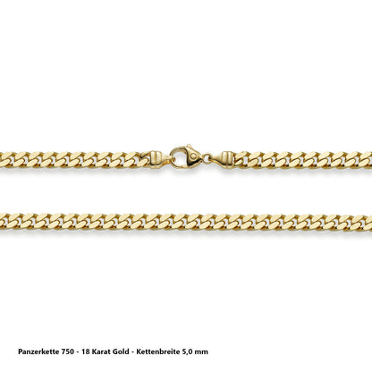 Edle massive Goldkette Panzerkette Halskette aus 750 - 18 Karat Gold