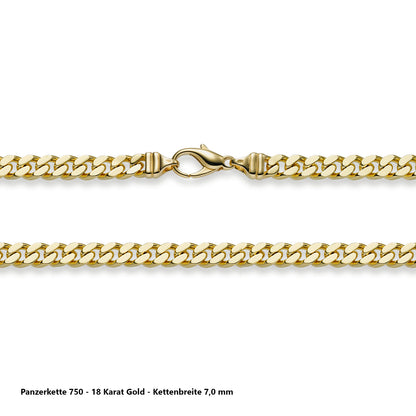 Edle massive Goldkette Panzerkette Halskette aus 750 - 18 Karat Gold