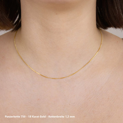 Edle massive Goldkette Panzerkette Halskette aus 750 - 18 Karat Gold