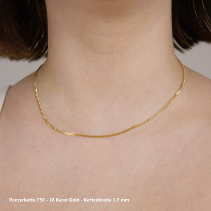 Edle massive Goldkette Panzerkette Halskette aus 750 - 18 Karat Gold