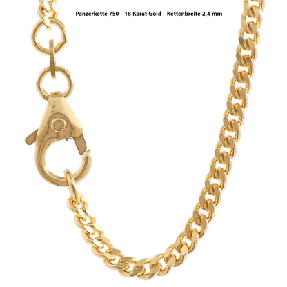 Edle massive Goldkette Panzerkette Halskette aus 750 - 18 Karat Gold